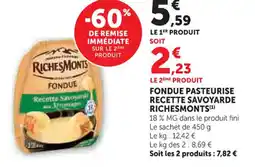 Hyper U Fondue pasteurise recette savoyarde richesmonts offre