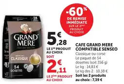 Hyper U Cafe grand mere compatible senseo offre