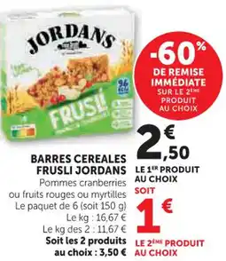 Hyper U Barres cereales frusli jordans offre