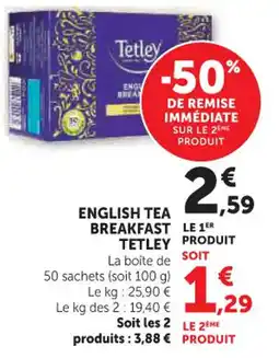 Hyper U English tea breakfast tetley offre