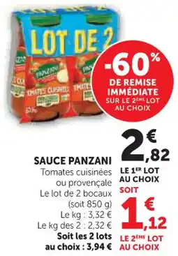 Hyper U Sauce panzani offre