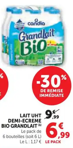 Hyper U Lait uht demi-ecreme bio grandlait offre