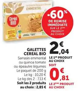 Hyper U Galettes cereal bio offre
