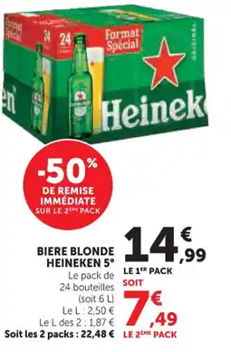 Hyper U Biere blonde heineken 5° offre