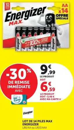 Hyper U Lot de 14 piles max energizer offre