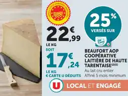 Hyper U Beaufort aop coopérative laitière de haute tarentaise offre