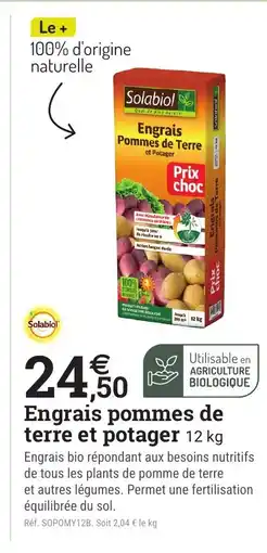 Espace emeraude SOLABIOL Engrais pommes de terre et potager offre