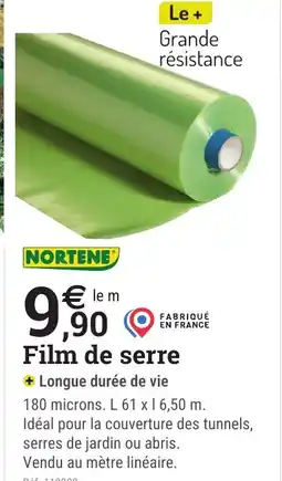 Espace emeraude NORTENE Film de Film de serre offre