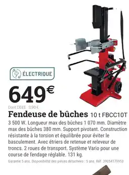 Espace emeraude Fendeuse de bûches 10 t FBCC10T offre