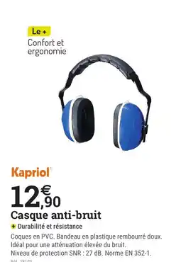 Espace emeraude KAPRIOL Casque anti-bruit offre