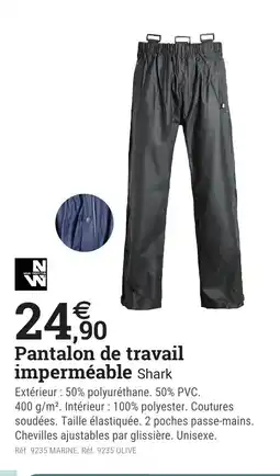 Espace emeraude Pantalon de travail imperméable Shark offre