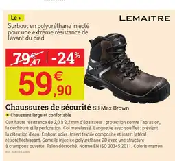 Espace emeraude LEMAITRE Chaussures de sécurité s3 Max Brown offre