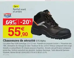 Espace emeraude SOLIDUR Chaussures de securite S7S Alpha offre