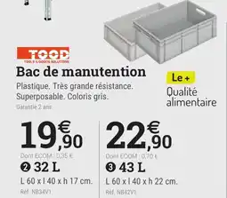 Espace emeraude Bac de manutention offre