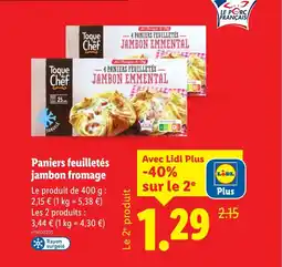 Lidl Paniers feuilletés jambon fromage offre