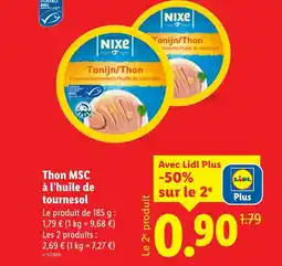 Lidl Thon MSC à l'huile de tournesol offre