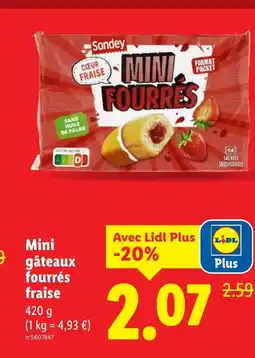 Lidl Mini gâteaux fourrés fraise offre