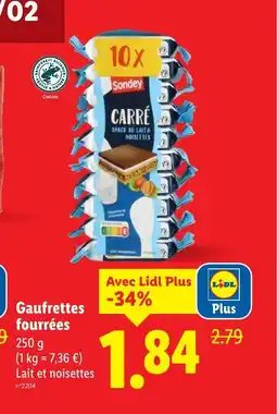 Lidl Gaufrettes fourrées offre