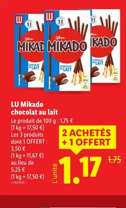 Lidl LU Mikado chocolat au lait offre