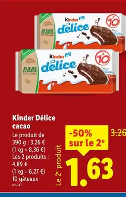 Lidl KINDER Délice cacao offre