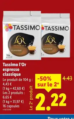 Lidl TASSIMO l'Or espresso classique offre
