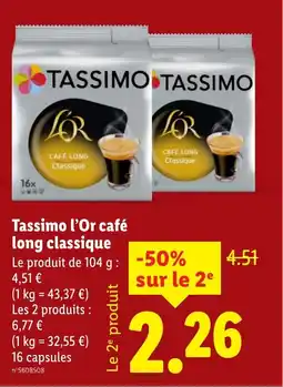 Lidl TASSIMO l'Or café long classique offre