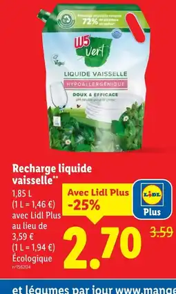 Lidl Recharge liquide vaisselle offre