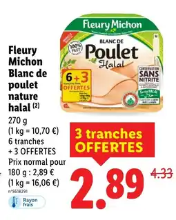 Lidl FLEURY MICHON Blanc de poulet nature halal offre