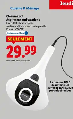 Lidl CLEANMAXX Aspirateur anti-acariens offre