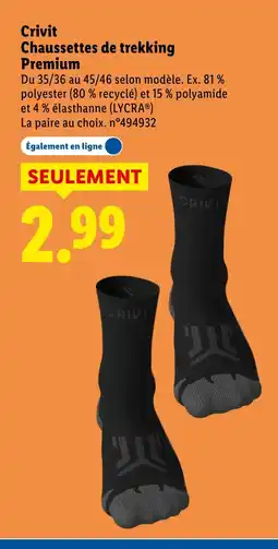 Lidl CRIVIT Chaussettes de trekking Premium offre