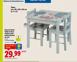 Lidl LIVARNO HOME Table et deux chaises pour enfant renard ou cerf offre
