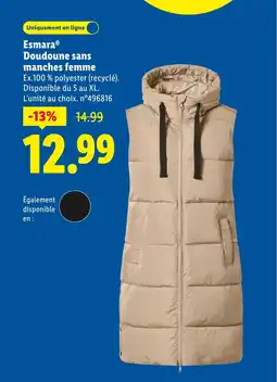Lidl ESMARA Doudoune sans manches femme offre