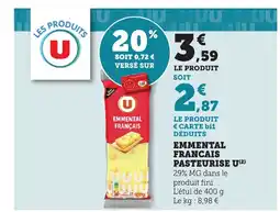 Bi1 U Emmental francais pasteurise offre