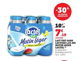 Bi1 LACTEL Lait uht sans lactose 1,2% mg matin leger offre