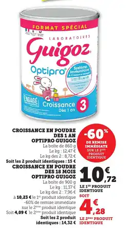 Bi1 GUIGOZ Croissance en poudre des 1 an optipro offre
