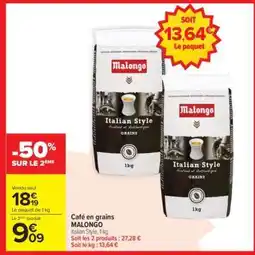 Carrefour Market Café en grains Malongo offre