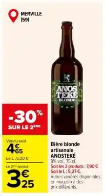Carrefour Bière blonde artisanale ANOSTEKÉ offre