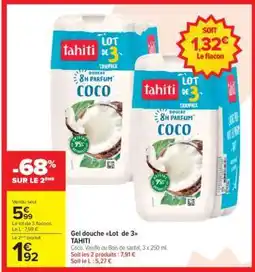 Carrefour Market Gel douche Lot de 3 TAHITI offre