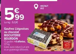 Carrefour GAUFRES LIEGEOISES AU CHOCOLAT BISCUITERIE BOURDON offre