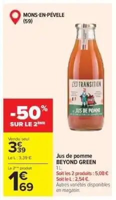 Carrefour Jus de pomme BEYOND GREEN offre