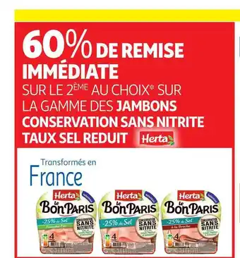 Auchan Jambons Conservation Sans Nitrite Taux Sel Réduit Herta offre