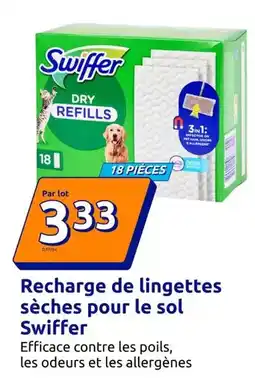 Action Swiffer - recharge de lingettes sèches pour le sol offre