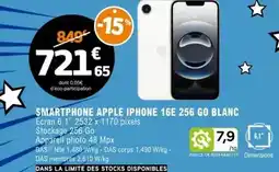 E.Leclerc Apple - smartphone iphone 16e 256 go blanc offre