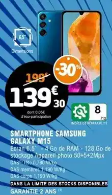 E.Leclerc Samsung - smartphone galaxy m15 offre