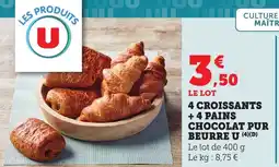 Bi1 U 4 croissants + 4 pains chocolat pur beurre offre