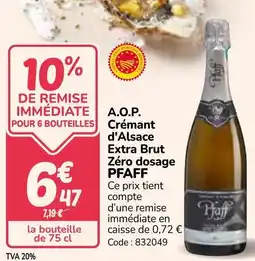 Promocash PFAFF A.O.P. Crémant d'Alsace Extra Brut Zéro dosage offre