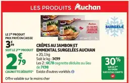 Auchan AUCHAN Crêpes au jambon et emmental surgelées offre