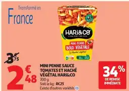 Auchan HARI&CO Mini penne sauce tomates et haché végétal offre
