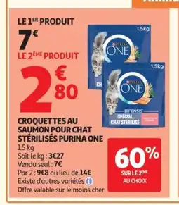 Auchan PURINA ONE Croquettes au saumon pour chat stérilisés offre