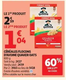 Auchan QUAKER OATS Céréales flocons d'avoine offre